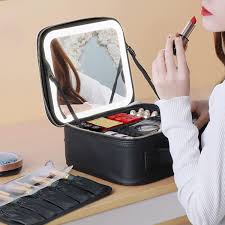 COSMETIQUERA CON LUZ LED Y COMPARIMIENTOS