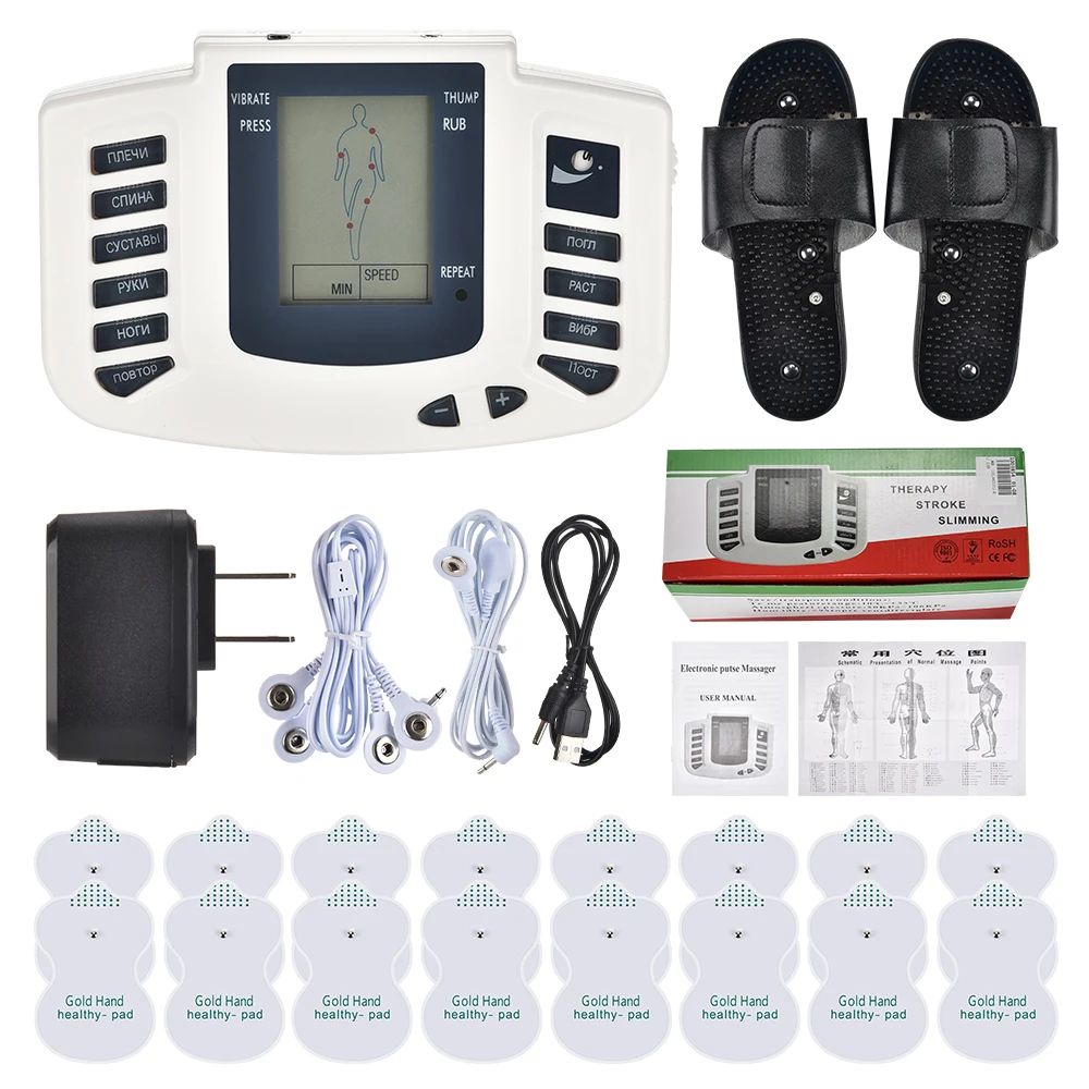 MAQUINA DE ELECTROTERAPIA CON PARCHES Y SANDALIAS